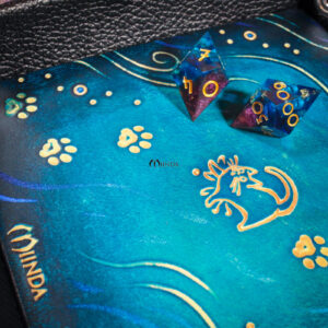 piste tapis dés cuir jdr jeu rôle dice chat fou cat