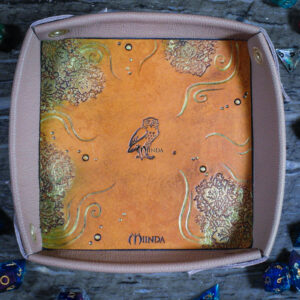 piste tapis dés cuir jdr jeu rôle dice chouette owl chevêche