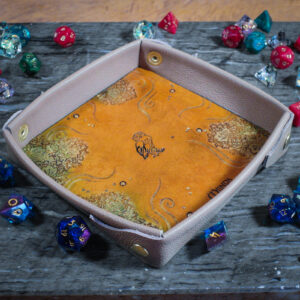 piste tapis dés cuir jdr jeu rôle dice chouette owl chevêche