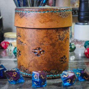 Boîte dés jdr jeu de role boite pot lanceur cuir loup wolf