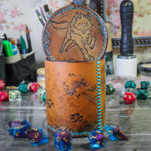 Boîte dés jdr jeu de role boite pot lanceur cuir loup wolf