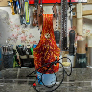 Porte-gobelet porte corne phenix cuir leathercraft artisanat phénix