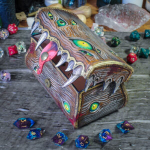 Boîte coffre dés jdr jeu de role boite pot lanceur cuir D&D mimic