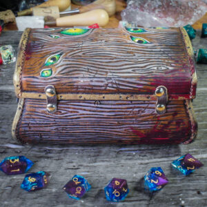 Boîte coffre dés jdr jeu de role boite pot lanceur cuir D&D mimic