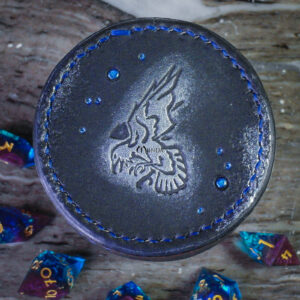 Boîte dés jdr jeu de role boite pot lanceur cuir corbeau crow raven