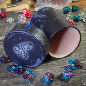Boîte dés jdr jeu de role boite pot lanceur cuir corbeau crow raven