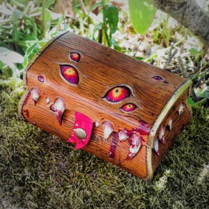 boite coffre coffret mimic cuir monstre miinda jdr jeu rôle dés
