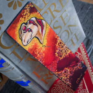 marque-page bookmark cuir lecture livre dilophosaure dino dinosaur paléo paléoart