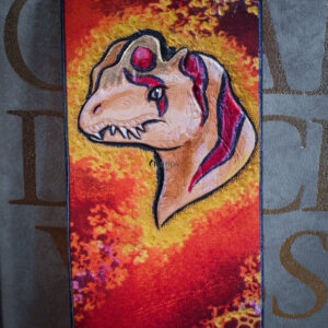 marque-page bookmark cuir lecture livre dilophosaure dino dinosaur paléo paléoart