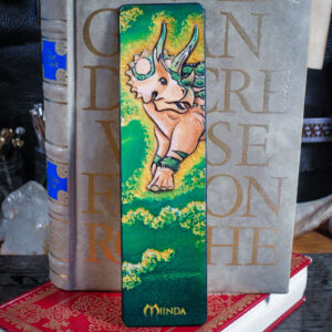 marque-page bookmark cuir lecture livre dino dinosaur paléo paléoart triceratops