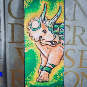 marque-page bookmark cuir lecture livre dino dinosaur paléo paléoart triceratops