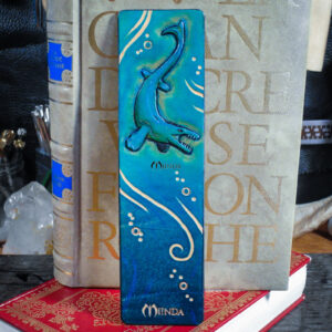 marque-page bookmark cuir lecture livre dino dinosaur paléo paléoart mausasaurus