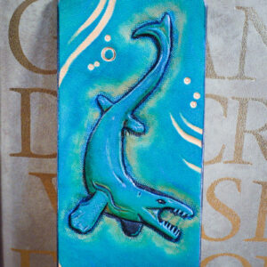 marque-page bookmark cuir lecture livre dino dinosaur paléo paléoart mausasaurus