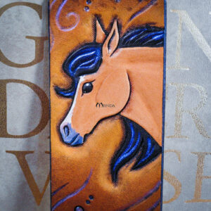 marque-page bookmark cuir lecture livre cheval