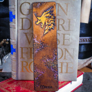 marque-page bookmark cuir lecture livre dragon