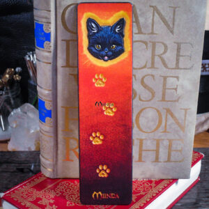 marque-page bookmark cuir lecture livre chat noir