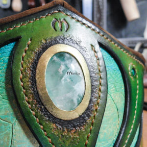 Miinda cuir ceinture arcaniste dragon sylvestre elfe fluorite