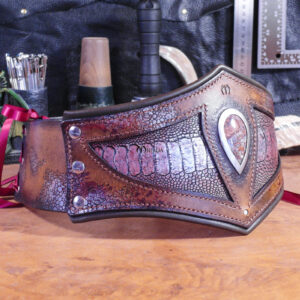 ceinture arcaniste cuir pansière serre-taille corset dragon pierre mage