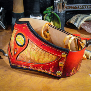 ceinture serre-taille pansière arcaniste cuir mage feu flammes dragon