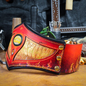 ceinture serre-taille pansière arcaniste cuir mage feu flammes dragon
