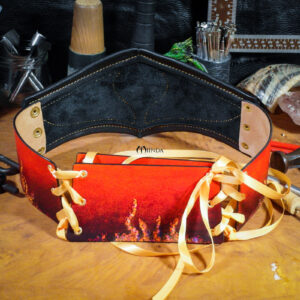 ceinture serre-taille pansière arcaniste cuir mage feu flammes dragon