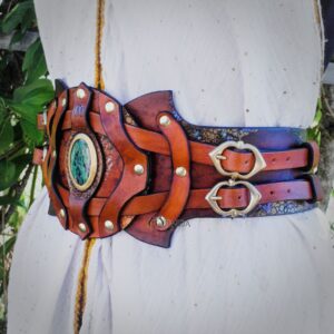 ceinture pansière serre-taille ceinturon costume larp gn pierre rubis gemme
